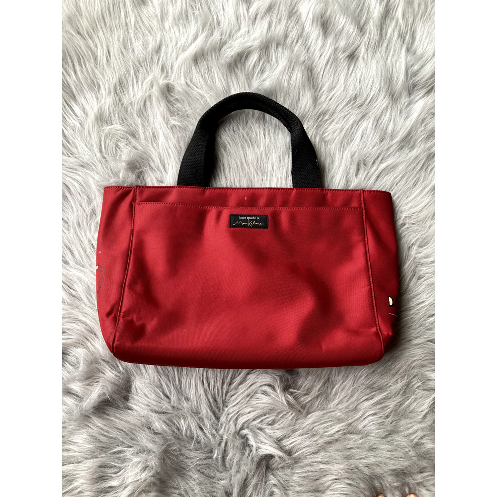 Kate Spade Maira Kalman Tote Handbag Red Darling Dog Canvas Zip Purse Medium - Picture 6 of 14